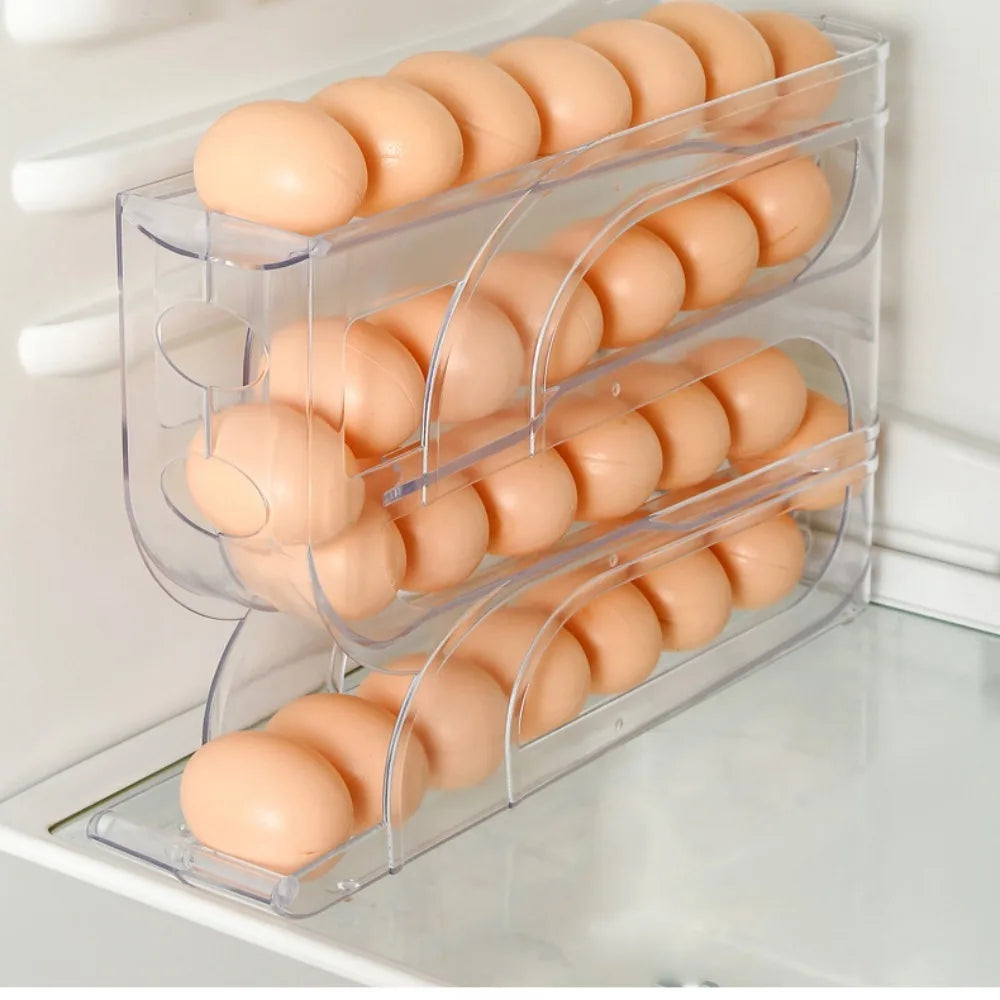 3-layer/4-layer automatic egg roller, new home kitchen dedicated egg rack, large capacity egg organizer to save space