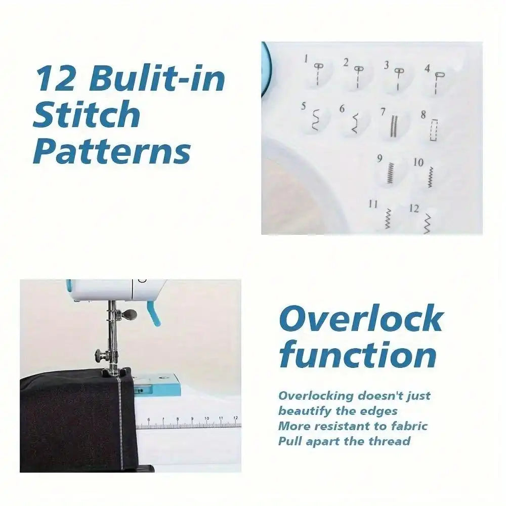 12 Stitches Household Sewing Machine Presser Foot Overlock Machines Portable Electric Foot Pedal Clothes Stitch