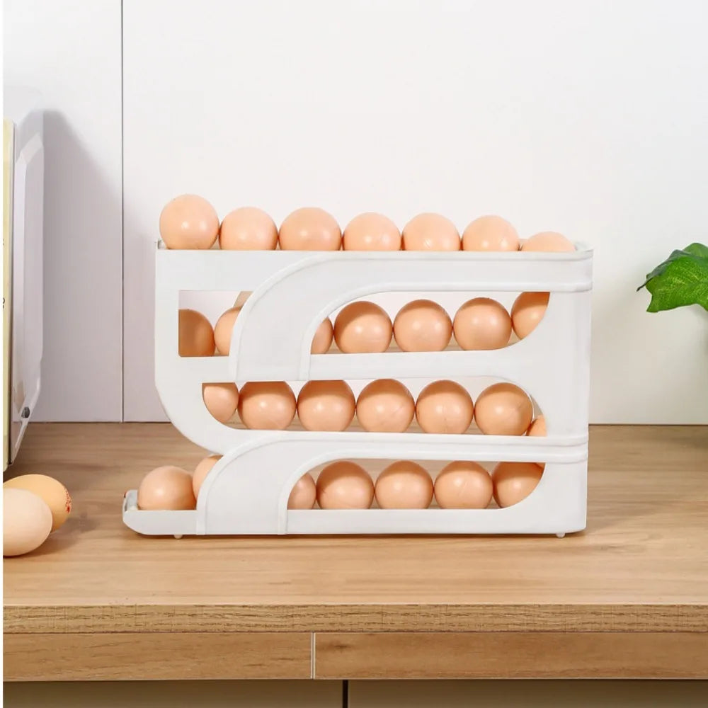 Rodillo automático para huevos de 3 capas/4 capas, nuevo estante para huevos dedicado para cocina doméstica, organizador de huevos de gran capacidad para ahorrar espacio