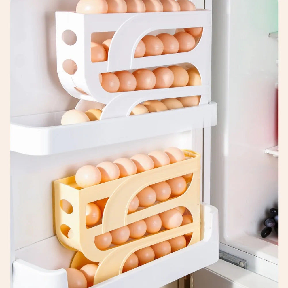 3-layer/4-layer automatic egg roller, new home kitchen dedicated egg rack, large capacity egg organizer to save space