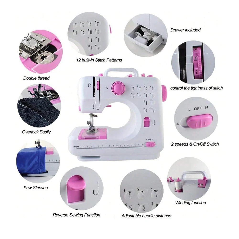 12 Stitches Household Sewing Machine Presser Foot Overlock Machines Portable Electric Foot Pedal Clothes Stitch