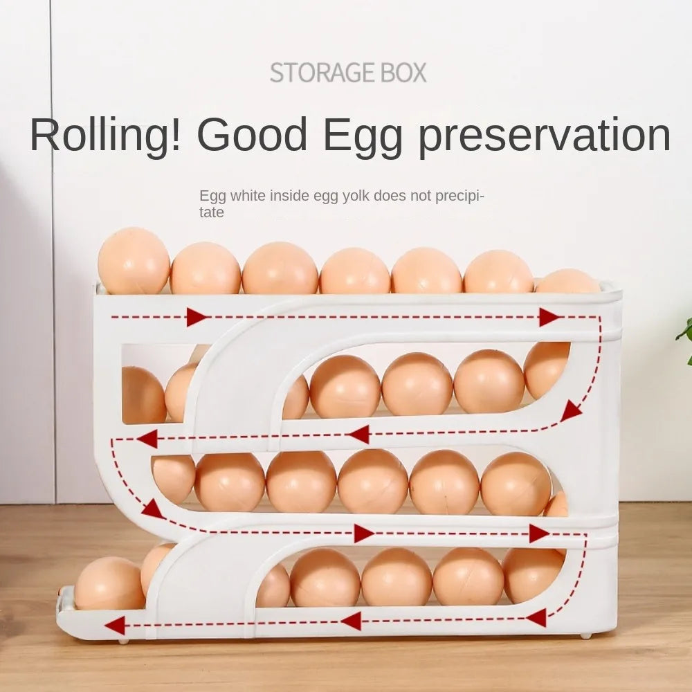 3-layer/4-layer automatic egg roller, new home kitchen dedicated egg rack, large capacity egg organizer to save space