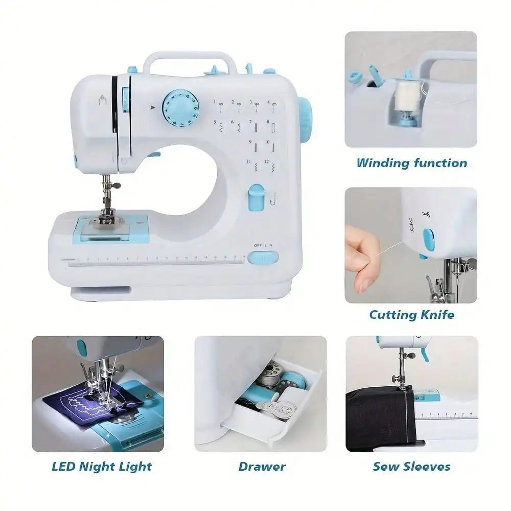 12 Stitches Household Sewing Machine Presser Foot Overlock Machines Portable Electric Foot Pedal Clothes Stitch