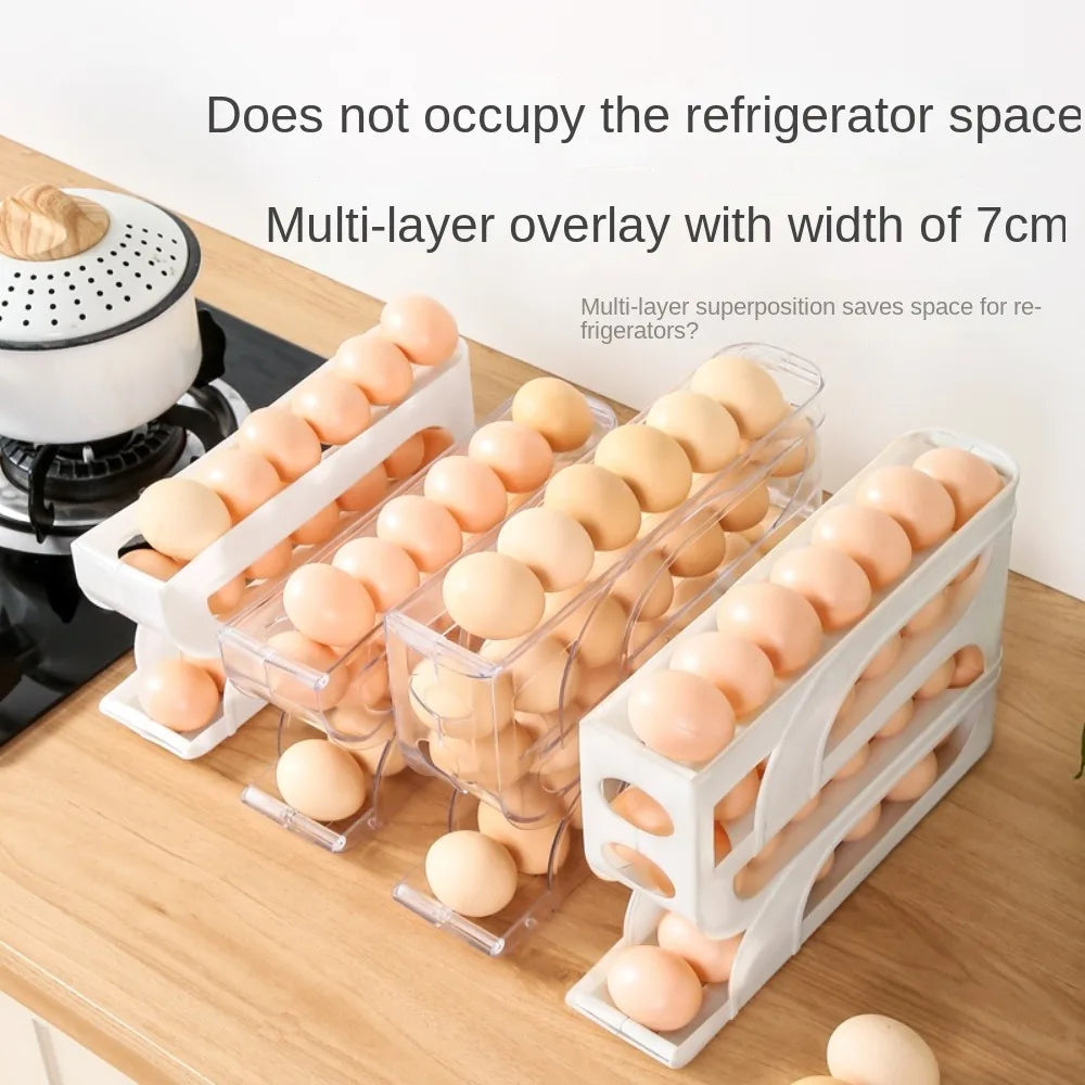 3-layer/4-layer automatic egg roller, new home kitchen dedicated egg rack, large capacity egg organizer to save space