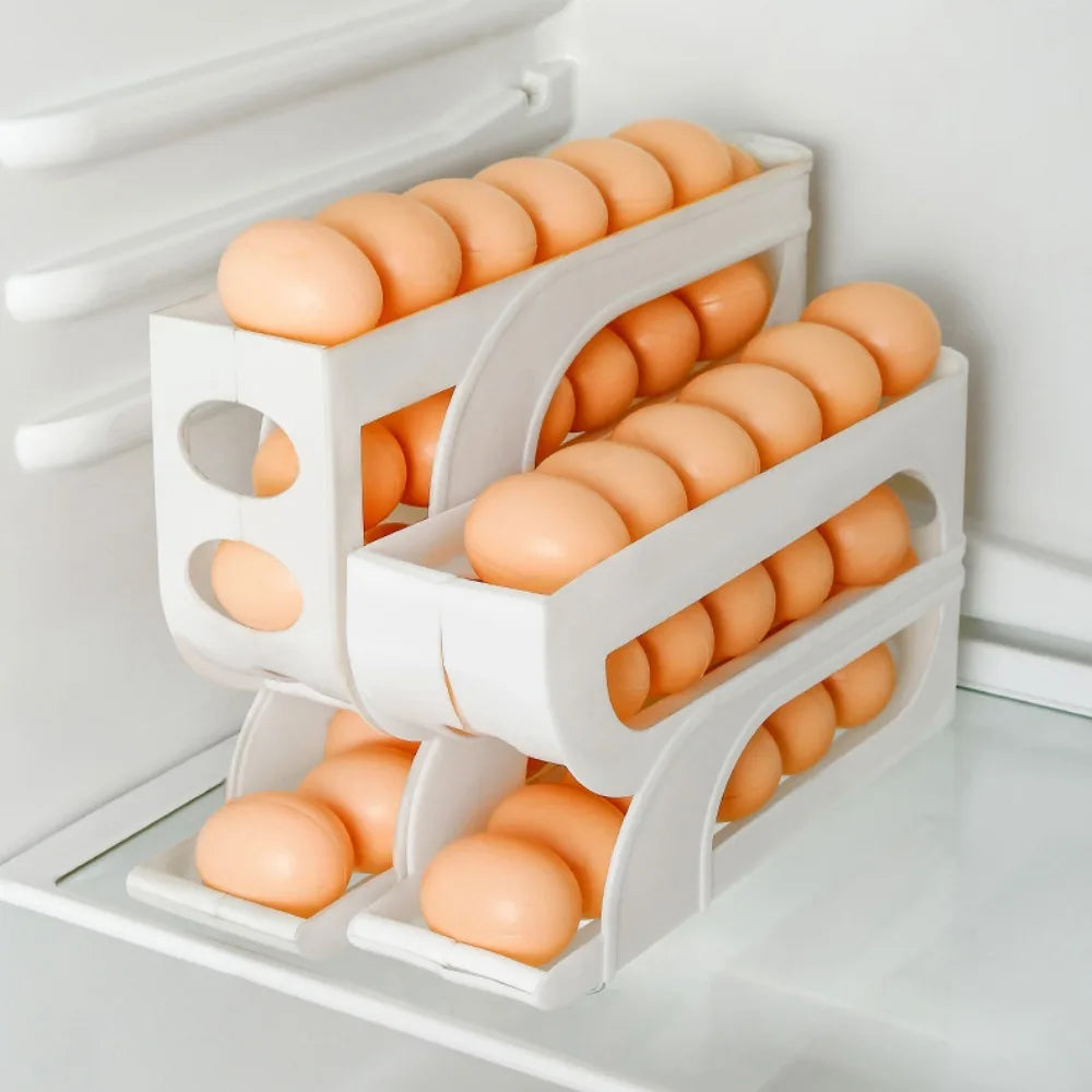 3-layer/4-layer automatic egg roller, new home kitchen dedicated egg rack, large capacity egg organizer to save space